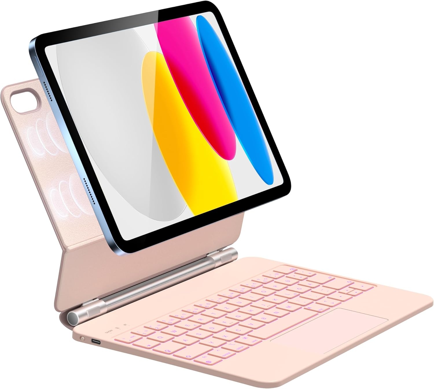 Toetsenbordhoes met achtergrondverlichting voor iPad 10e generatie roze
