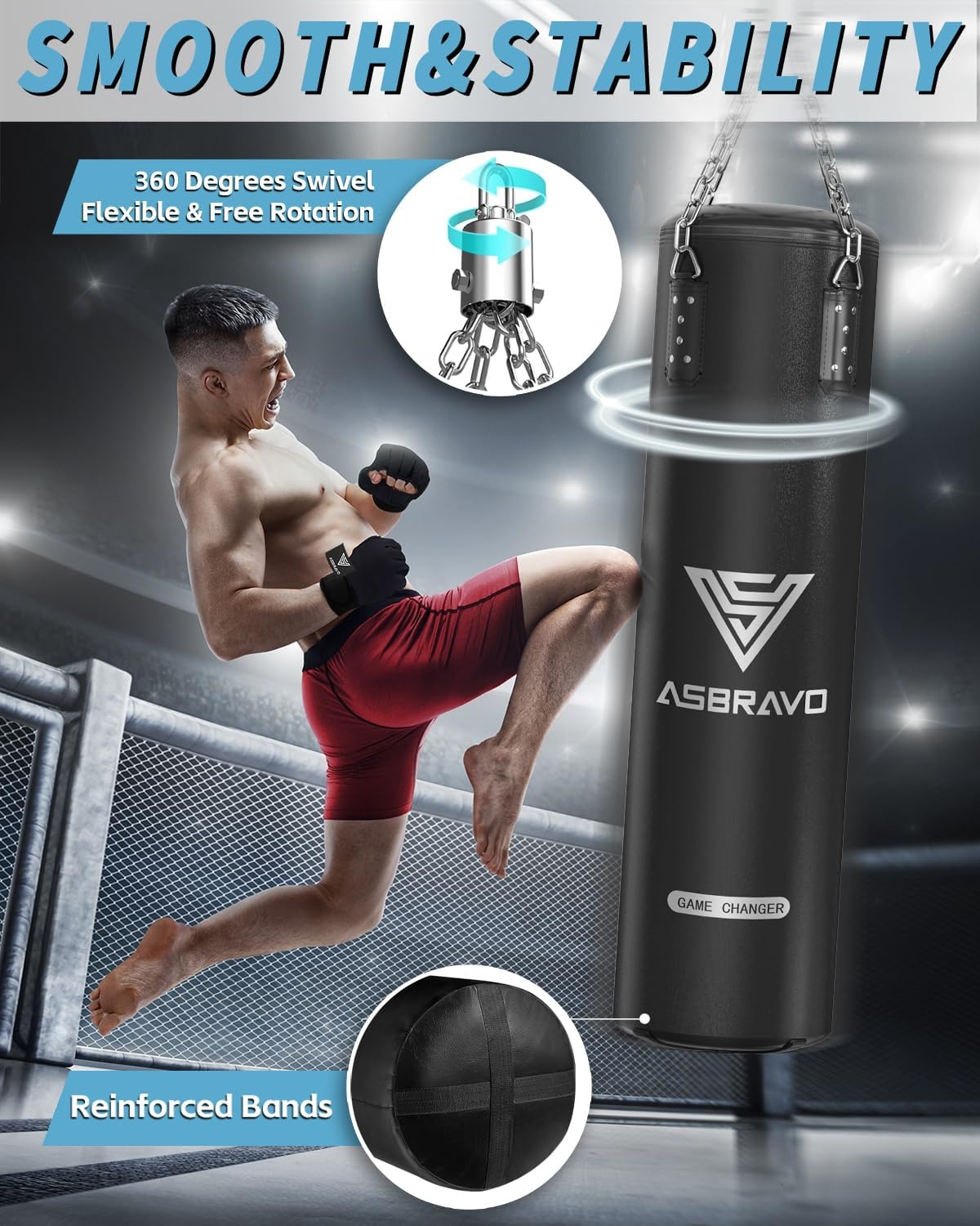 Zware Bokszakset voor volwassenen 1,2m met 12 oz bokshandschoenen - Niet gevuld - Voor MMA, Kickboksen & Muay Thai training