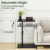 C-vormige bijzettafel 360° draaibaar in hoogte verstelbaar met telefoon/tablet sleuf voor bank/bed zwart