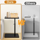 C-vormige bijzettafel 360° draaibaar in hoogte verstelbaar met telefoon/tablet sleuf voor bank/bed zwart