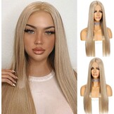Ash Blonde Lange Rechte Pruik Vrouw - 63% Korting - Synthetisch 26"