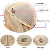 Pruik voor vrouwen Asblond Lang Recht Lace Front Middenscheiding Synthetisch Hittebestendig 150% Dichtheid 26 Inch