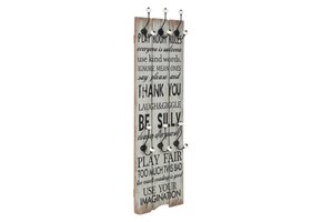 Wandkapstok met 6 Haken "THANK YOU" - Zwart/Wit (120x40 cm) - 56% Korting!
