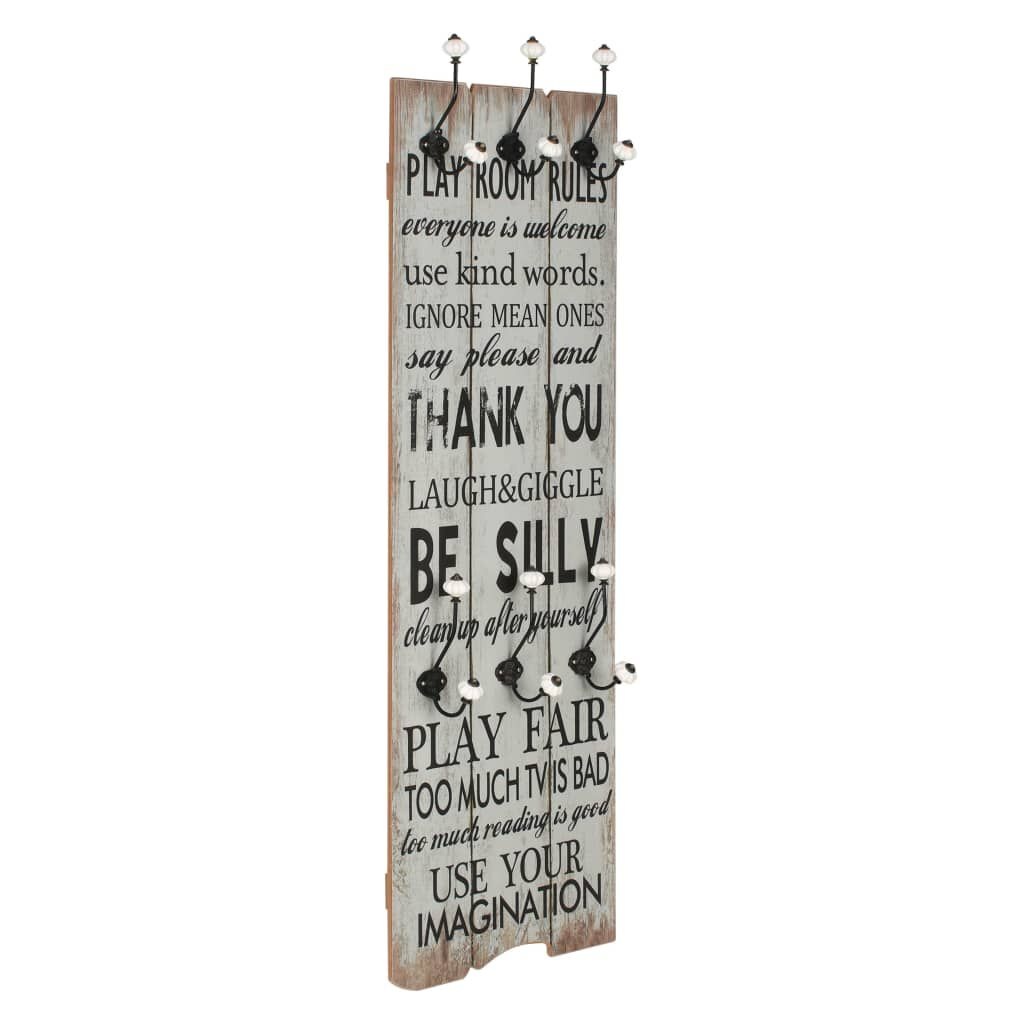 Wandkapstok met 6 haken "THANK YOU" - 120x40 cm - 60% Korting