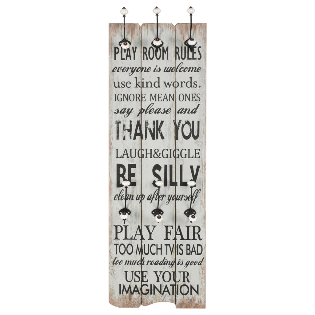 Wandkapstok met 6 haken "THANK YOU" - 120x40 cm - 60% Korting
