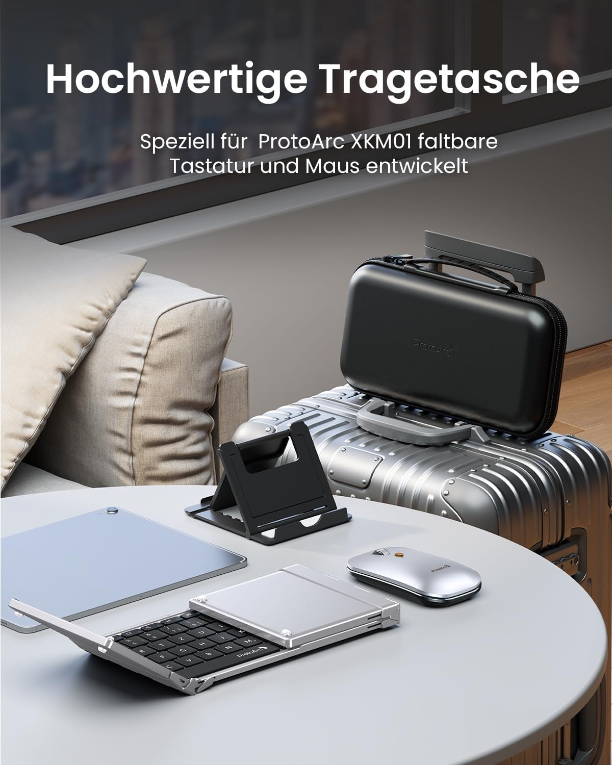 Vouwbaar Toetsenbord & Muis Set QWERTZ met Numeriek Toetsenbord voor Multi-device Zwart/Zilver