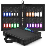 Draagbare Sleutelkluis met Rits, Waterdicht, 24 Haken, 2-Laags - 28,5x21x4 cm voor School, Kantoor & Fabriek