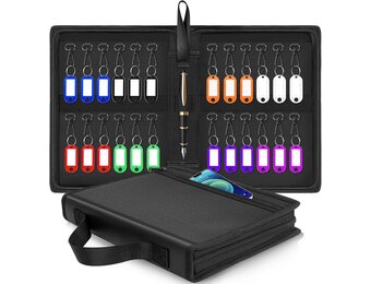 Draagbare Sleutelkluis met Rits, Waterdicht, 24 Haken, 2-Laags - 28,5x21x4 cm voor School, Kantoor & Fabriek