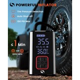 Draagbare luchtcompressor 150PSI met oplaadbare batterij voor auto, fiets, motor & bal - stopt automatisch