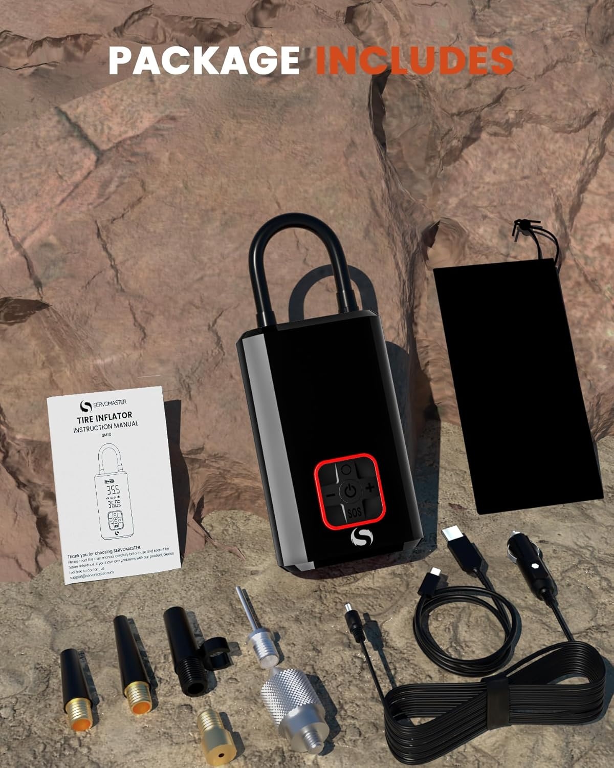 Draagbare luchtcompressor 150PSI met oplaadbare batterij voor auto, fiets, motor & bal - stopt automatisch