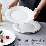 Dinerborden 27,3 cm Set Grote Borden - Stapelbaar Geribbeld Design