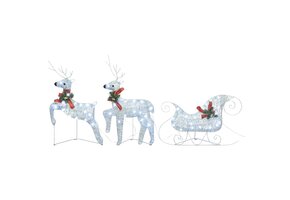 Kerstdecoratie Rendieren en Slee 60 LED's Zilverkleurig - 74% Korting