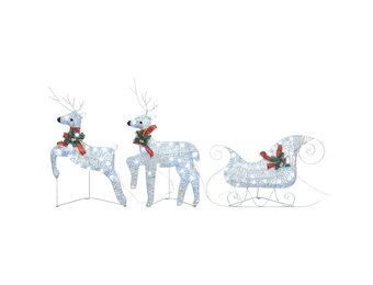 VidaXL Kerstdecoratie Rendieren & Slee 60 LED's Zilver - 69% Korting!