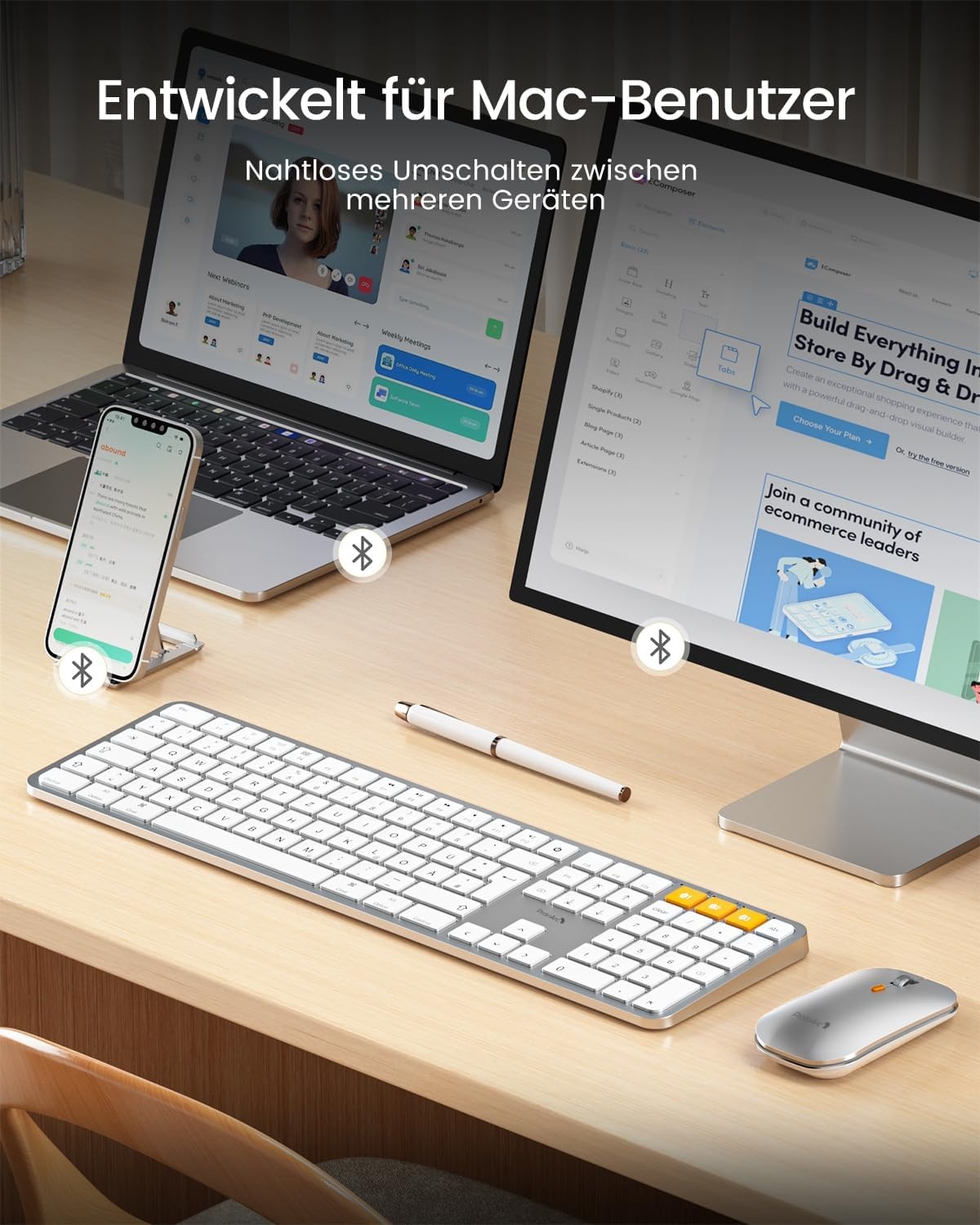 Verlicht Mac Toetsenbord & Muis Set - Bluetooth - QWERTY Zwart - 40% Korting