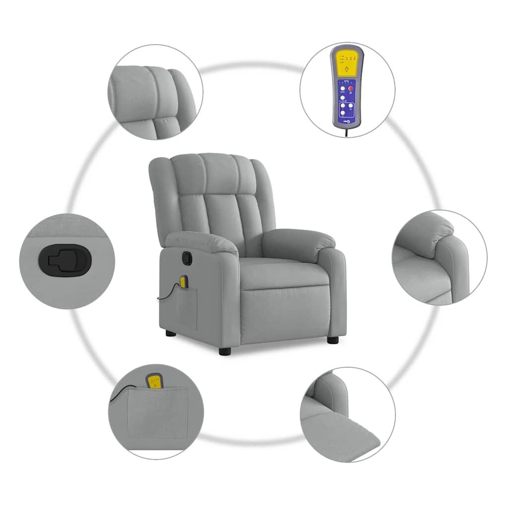 Verstelbare Massagestoel Stof Lichtgrijs - 54% Korting