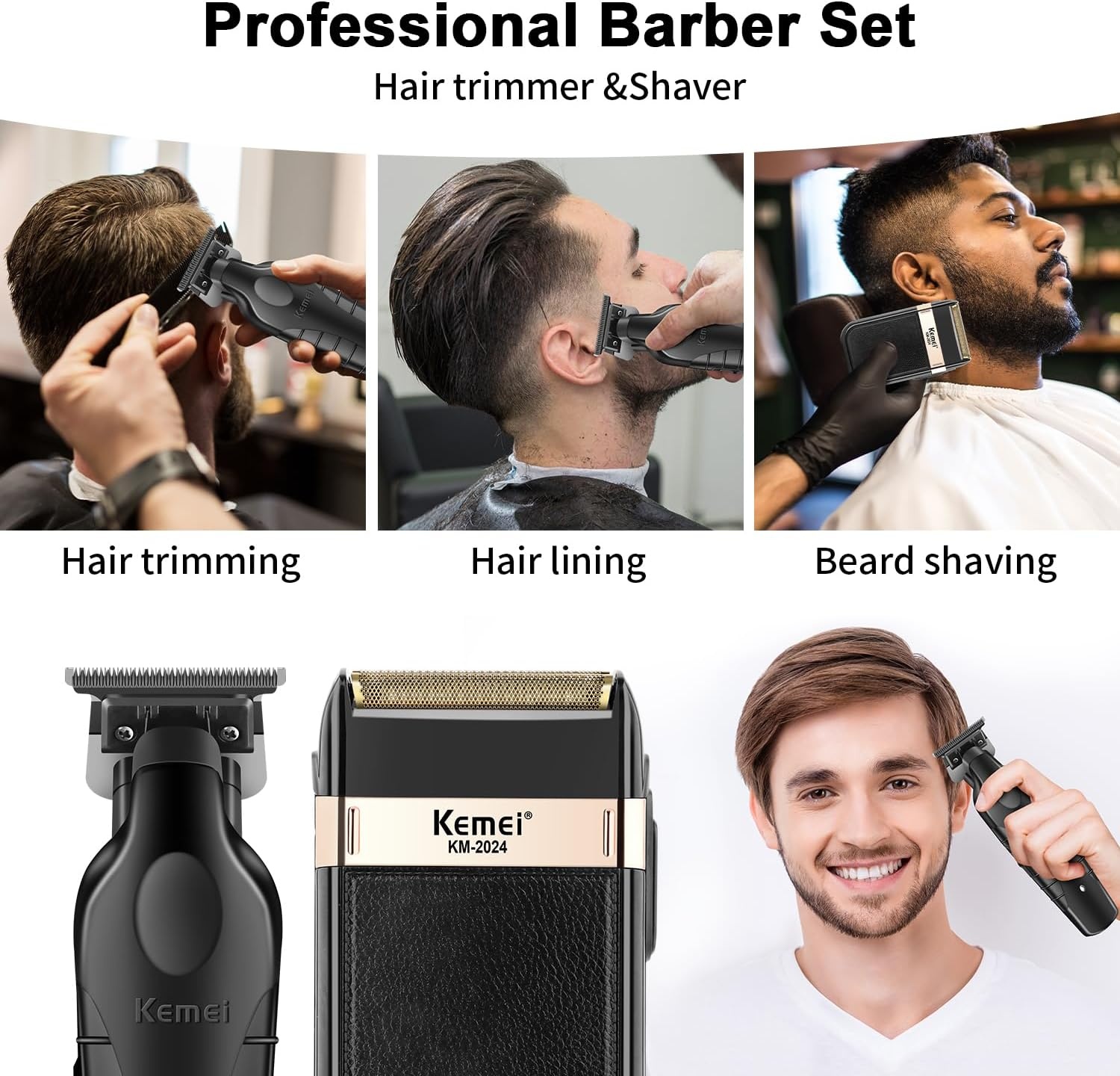 Haar- & Baardtrimmer Set: Draadloos, USB, Carbon Stalen Bladen - 40% Korting