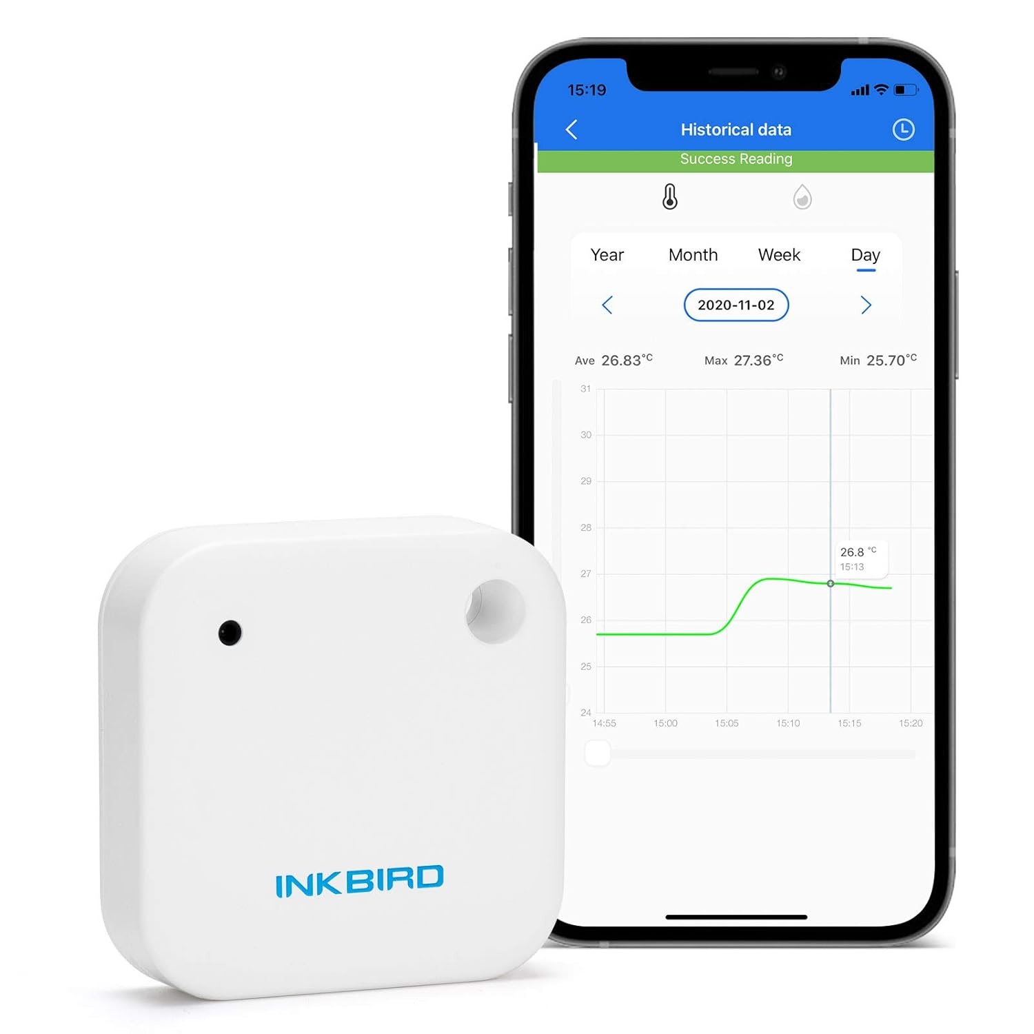 Bluetooth Thermo-Hygrometer: Smart APP, IPX4, Magneet - 54% Korting!