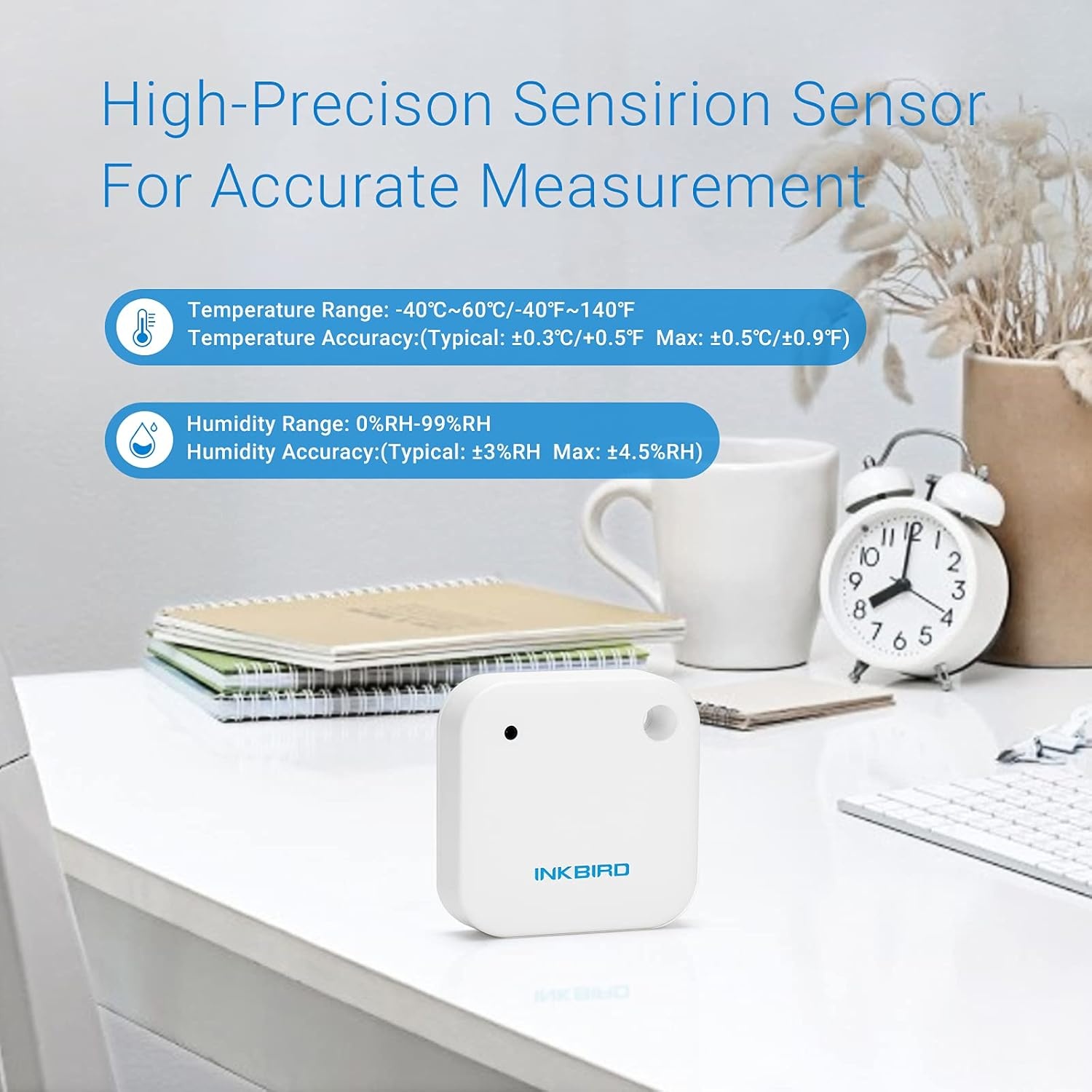 Bluetooth Thermo-Hygrometer: Smart APP, IPX4, Magneet - 54% Korting!