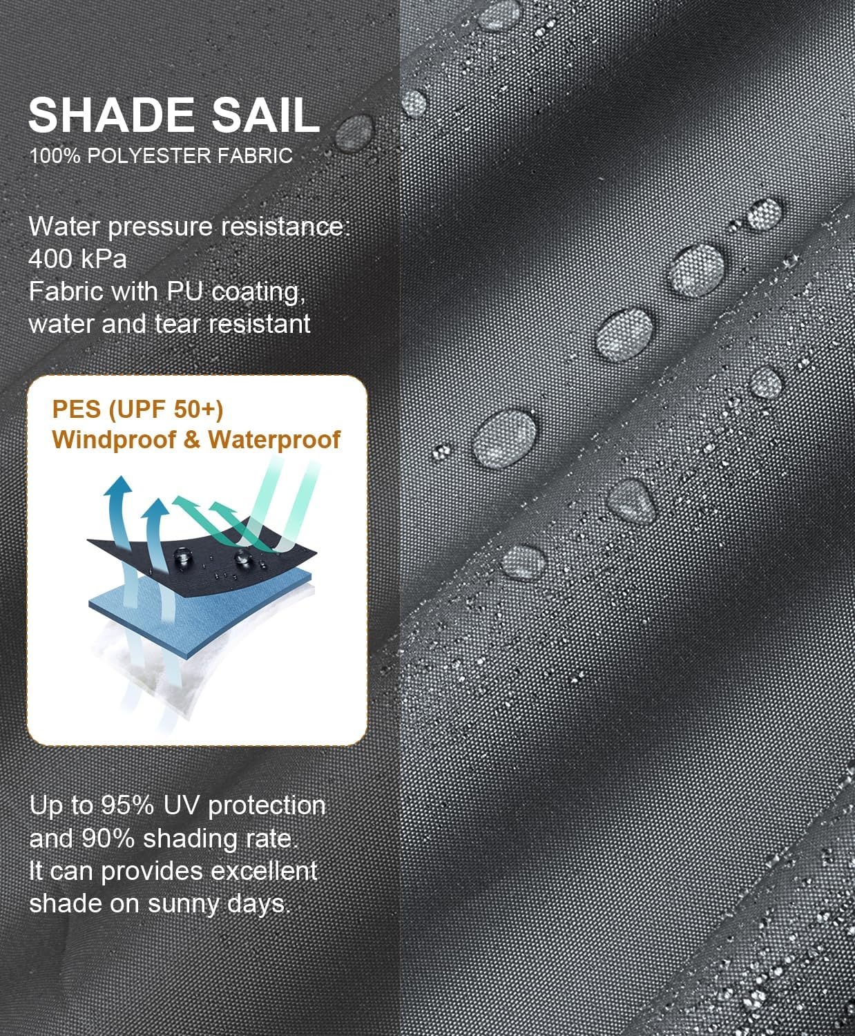 41% Korting: Waterdicht Schaduwzeil Rechthoekig 4x6m Antraciet UV-bestendig