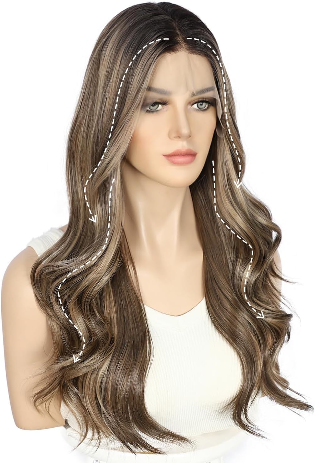 Synthetische Golvende Kanten Pruik Bruin - 40% Korting!