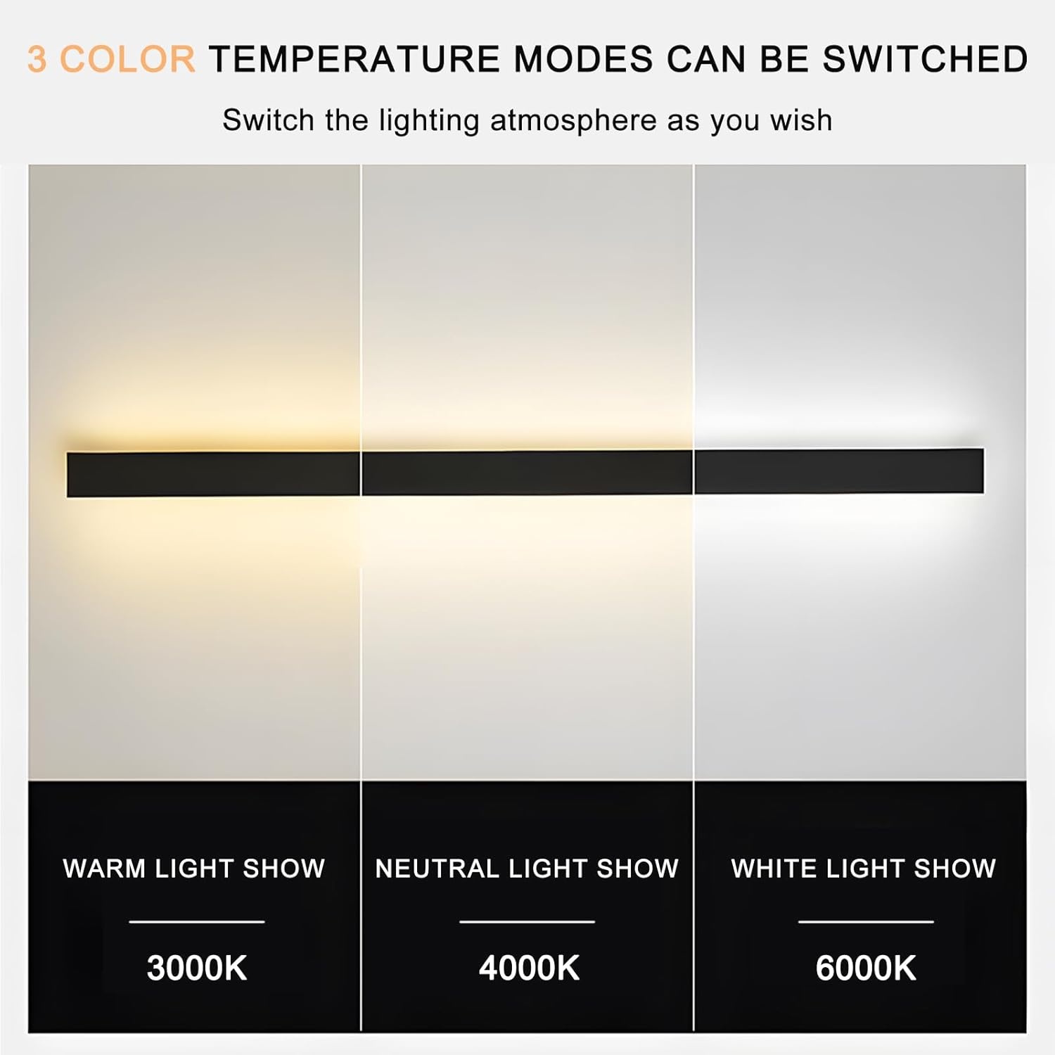 LED Wandlamp Zwart 80cm 28W - Driekleurig Dimbaar, 36% Korting!