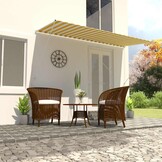 vidaXL Uittrekbare Luifel Geel/Wit 400x150 cm - 62% Korting!