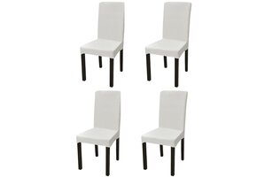 vidaXL Stoelhoezen Stretch Crème (4 stuks) - 60% Korting
