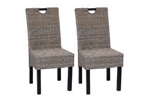 vidaXL Kubu Eetkamerstoelen (2 stuks) - Rattan & Mangohout - 49% Korting!