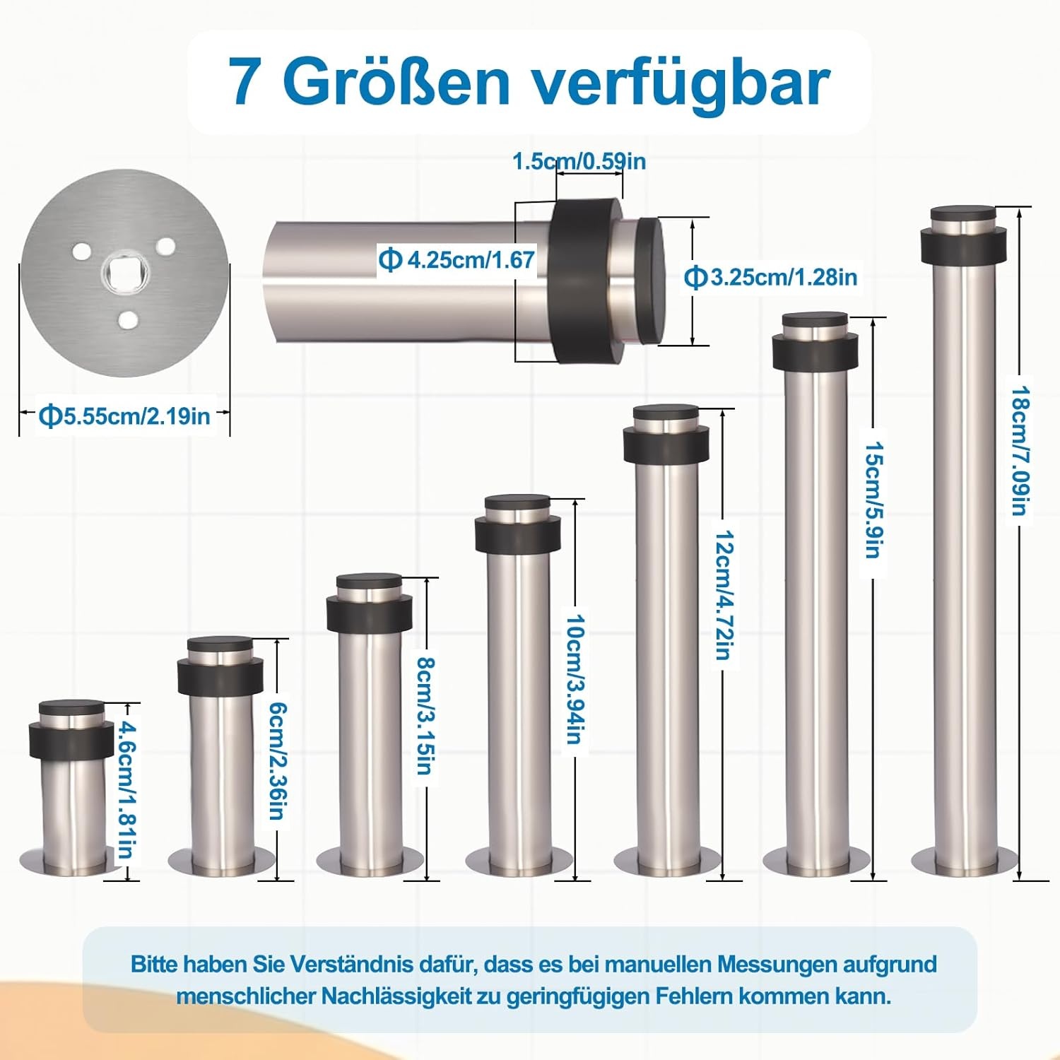 RVS Deurstopper Zilver 6cm - 48% Korting!