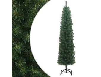 Smalle Kunstkerstboom 240 cm PVC Groen met Standaard - 78% Korting