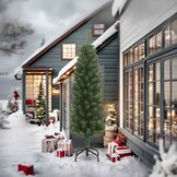 Smalle Kunstkerstboom 240 cm PVC Groen met Standaard - 78% Korting