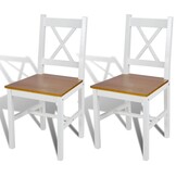 VidaXL Grenenhouten Eetkamerstoelen Wit - 2 stuks - 48% korting