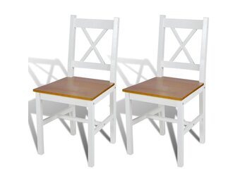 VidaXL Grenenhouten Eetkamerstoelen Wit - 2 stuks - 48% korting