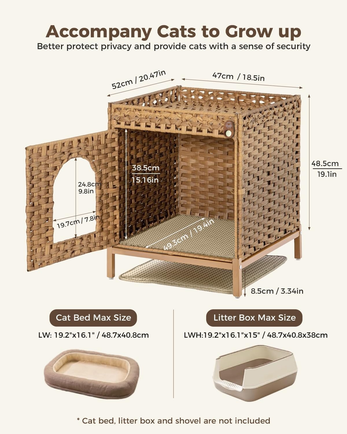 Handgevlochten Rotan Kattenhuis & Verborgen Kattenbakmeubel (36% Korting)