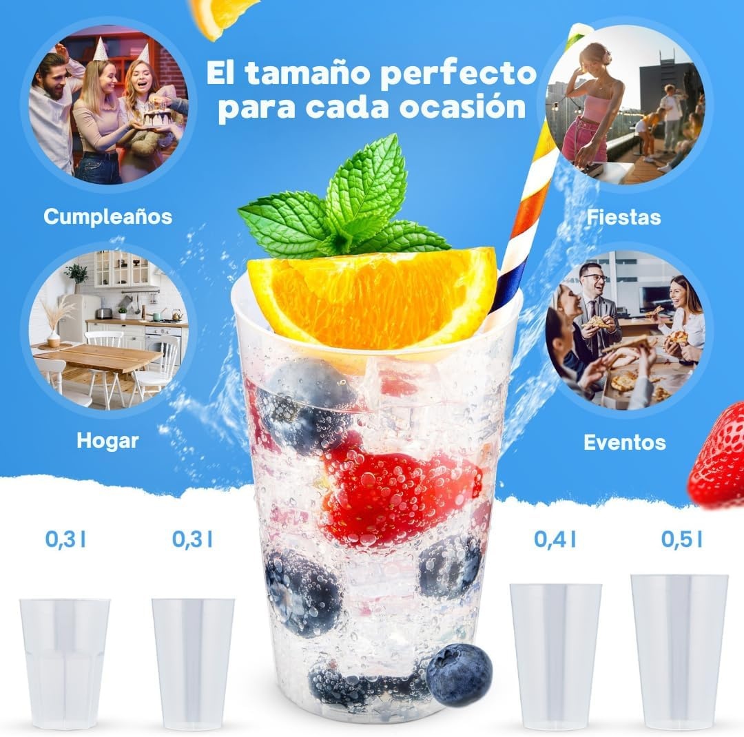 50x Herbruikbare Partybekers 0.4L Transparant - Onbreekbaar & Vaatwasbestendig - 47% Korting!