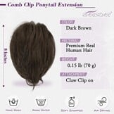 Echt Haar Paardenstaart Haarstukje met Klauw Clip – Korte Donker Bruin 20cm Messy Bun