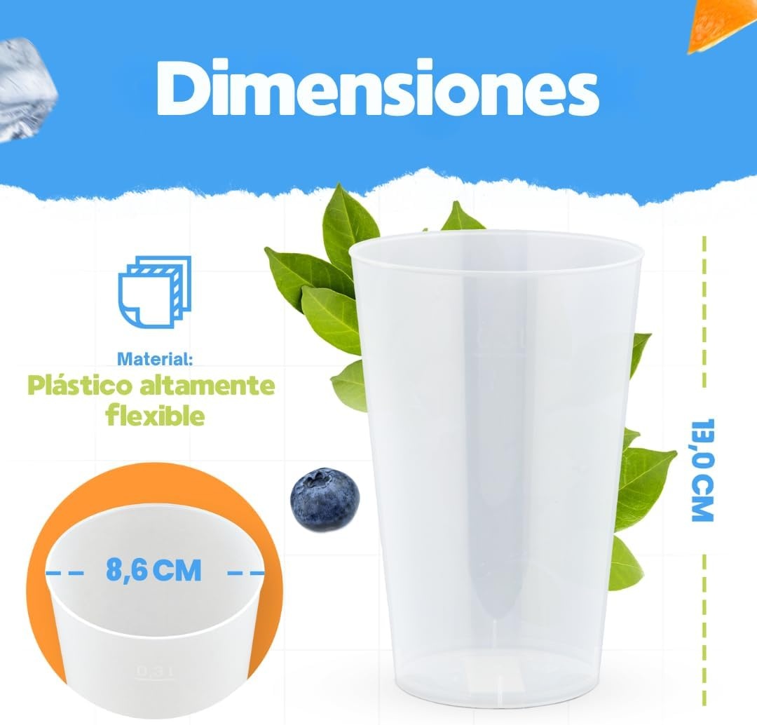 50 Herbruikbare Drinkbekers 0,4L Transparant Kunststof | Onbreekbaar & Vaatwasmachinebestendig