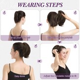 Echt Haar Paardenstaart Haarstukje met Klauw Clip – Korte Donker Bruin 20cm Messy Bun