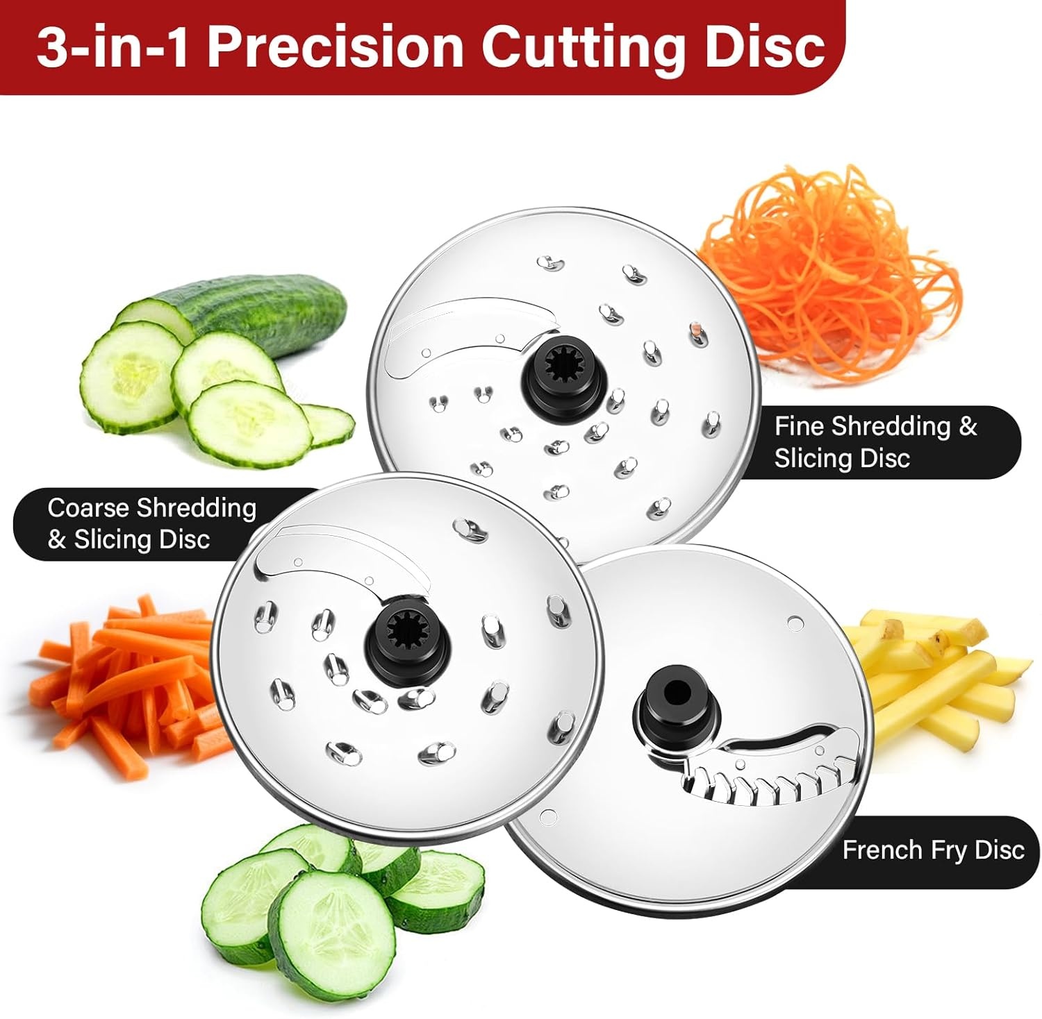 Keukenmachine 1100W, 3.2L mengkom, 1.5L mixer, 11-in-1 functies, deegkneden, hakken, malen, Zilver