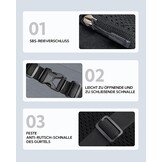 Heuptas Buiktas Riemtas Heren Dames Zwart Small Nylon met Verlengingsriem en Ritsvakken voor Reizen Wandelen Hondentraining