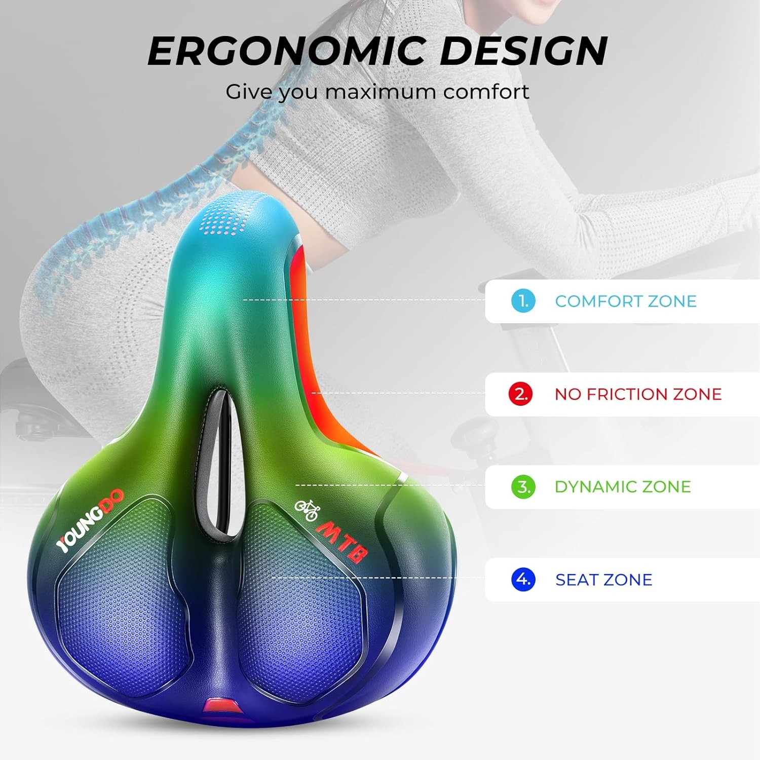Fietszadel Comfortabel Zacht Breed Gel Ademend voor Racefiets, Mountainbike, Vouwfiets, Spinningfiets, Hometrainer