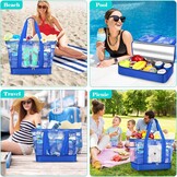 Grote strandtas dames met koelvak, mesh, rits, multi-pocket, sneldrogend, lichtgewicht en waterdicht voor zomer en vakantie