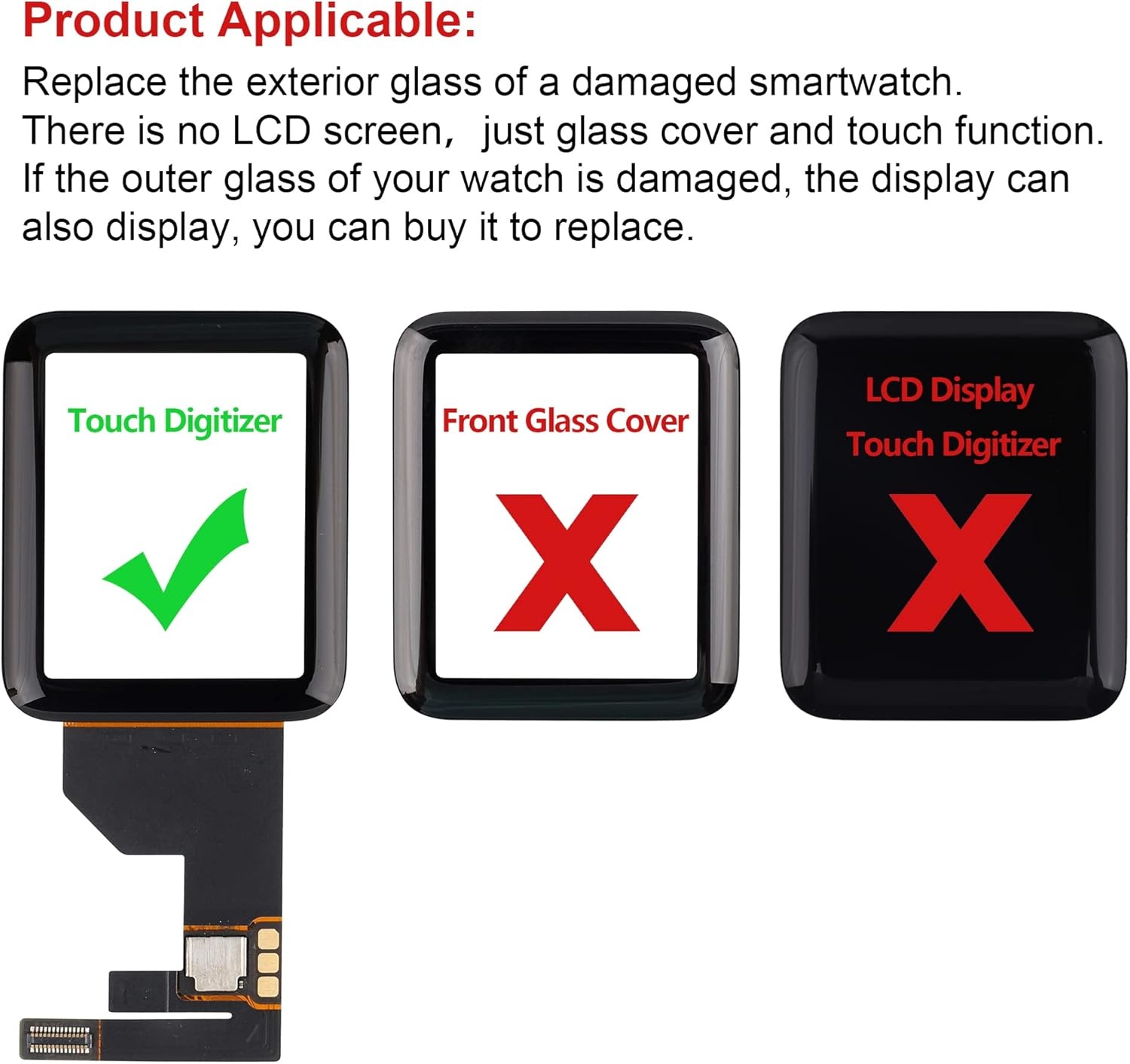 Reparatiekit display glas Apple Watch Series 6 44mm met touchscreen digitizer en gereedschapsset (geen LCD)