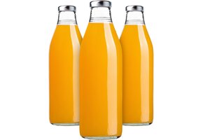 Glazen Sapflessen 1L - Set van 3 met Zilveren Schroefdop - 49% Korting