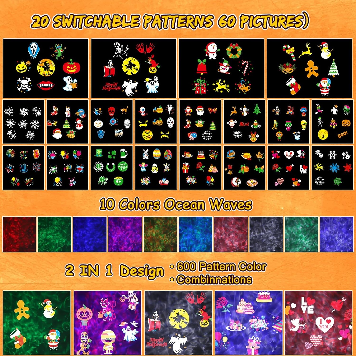 Projectorlamp Buiten 20 Films, Waterdicht, 10 Kleuren met 36% Korting