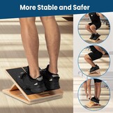 Schuine houten plank extra groot, 5 verstelbare hoeken, antislip voor stretching, flexibiliteitstraining en revalidatie, 158 kg draagvermogen