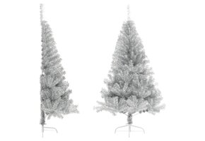Zilverkleurige Halve Kerstboom 180 cm - 60% Korting
