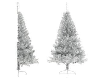 Zilveren Halve Kunstkerstboom (180cm) - 52% Korting!