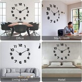 DIY 3D Wandklok - Stil & Zelfklevend - Zwart - 70% Korting!