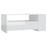 Salontafel Hoogglans Wit 102x55x42 cm - 56% Korting
